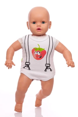 Боди майка для девочки Клубника интерлок BabyKroha красное