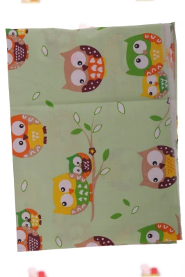 Пеленка ситец зеленая с Совой  110*85 см BabyKroha