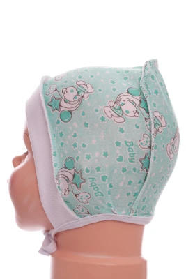 Чепчик на завязках кулир Babykroha Мишка мятный