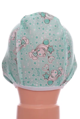 Чепчик на завязках кулир Babykroha Мишка мятный