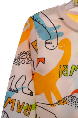 Піжама з довгим рукавом для хлопчика трикотажна RAWR молочна