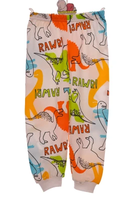 Піжама з довгим рукавом для хлопчика трикотажна RAWR молочна