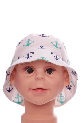 Панама для хлопчика з якорями біла бавовняна Murat Baby