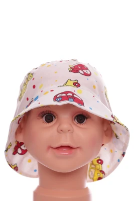 Панама для хлопчика з машинками біла бавовняна Murat Baby
