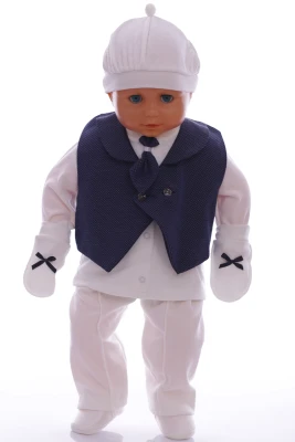 Комплект на выписку для мальчика Джентельмен синий хлопковый PonPon Baby