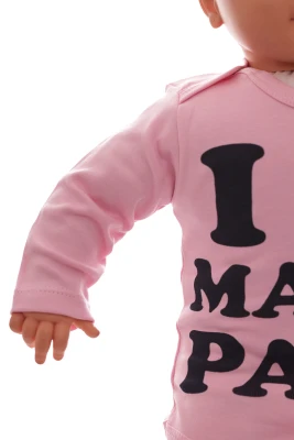Боди с длинным рукавом интерлок I love mama papa розовое MiniPapi