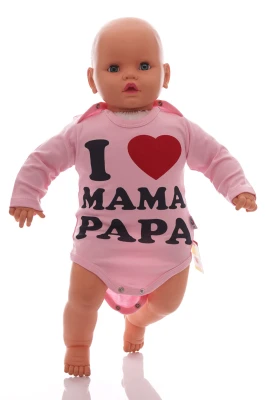 Боди с длинным рукавом интерлок I love mama papa розовое MiniPapi