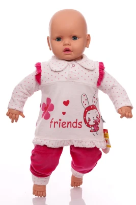 Костюм с длинным рукавом для девочки велюровый Friend's розовый