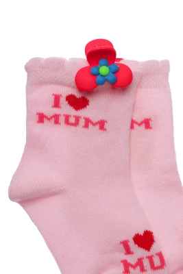 Носки для девочки трикотажные Ilove you mum розовые