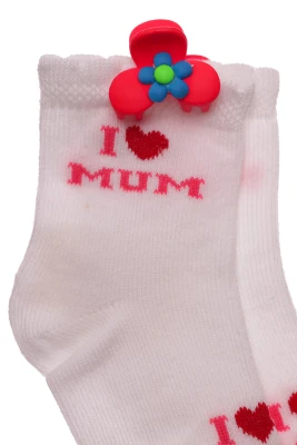 Носки для девочки трикотажные Ilove you mum розовые