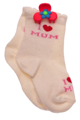 Носки для девочки трикотажные Ilove you mum бежевые