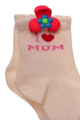 Носки для девочки трикотажные Ilove you mum бежевые