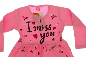 Платье с длинным рукавом трикотажное I miss you розовое