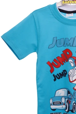 Футболка для мальчика трикотажная Jump голубая