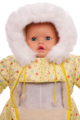 Комбинезон на меху для девочки Babykroha с принтом Сердечек желтый