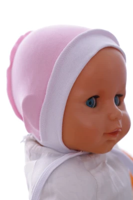 Чепчик на завязках для девочки интерлок Babykroha розовый
