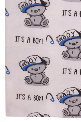 Пеленка байка для мальчика Тедди Boy белая