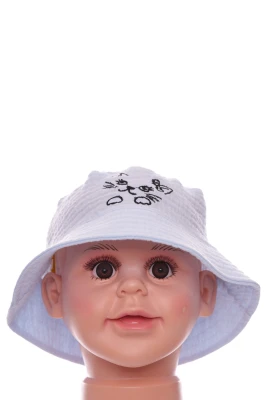 Панама для хлопчика з котиком блакитна бавовняна Murat Baby