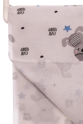 Пеленка байка для мальчика Cute Teddy белая 110*85см