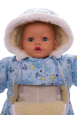 Чоловічок на хутрі для хлопчика Babykroha без логотипу з принтом Ведмедик Baby блакитний