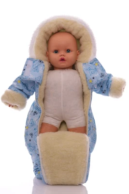 Человечек на меху для мальчика Babykroha без логотипа с принтом Мишек Baby голубой