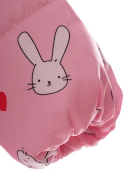 Комбінезон для дівчинки на холлофайбері Babykroha з принтом зайчиків Малюк рожевий