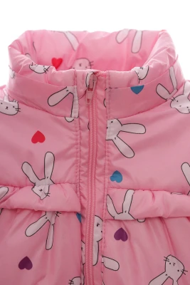 Комбінезон для дівчинки на холлофайбері Babykroha з принтом зайчиків Малюк рожевий