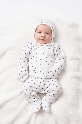 Набір для новонародженого 3в1 мусліновий Babykroha в синє серце