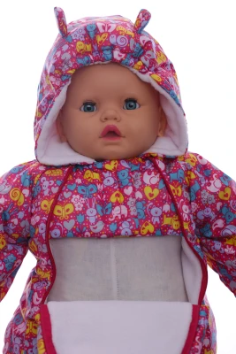 Человечек на флисе для девочки Babykroha с Животными малиновый