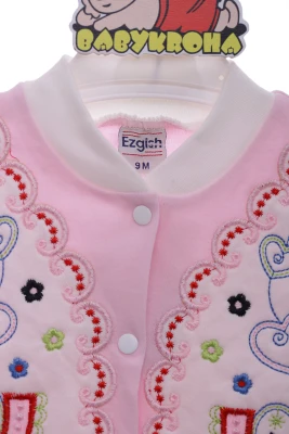 Человечек с длинным рукавом для девочки розовый с сердечком Ezgish Baby