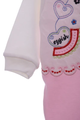 Человечек с длинным рукавом для девочки розовый с сердечком Ezgish Baby