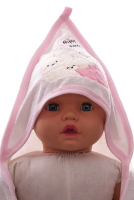 Рушник з серветкою махровий для дівчинки Happy bunny 87*70см білий