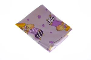 Пеленка ситец для девочки Мишка 110*85 см фиолетовая Monobrend