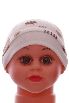 Шапка трикотажная Babykroha с кошечками белая