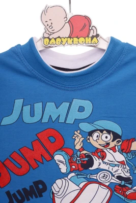 Футболка для хлопчика трикотажна Jump блакитна