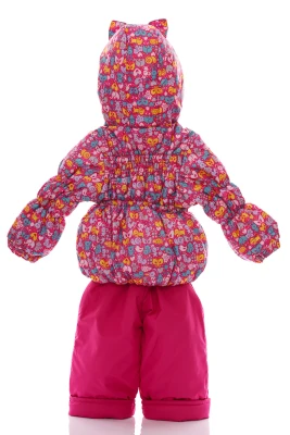 Комбинезон на флисе для девочки Babykroha с животными Ноль Кроха малиновый